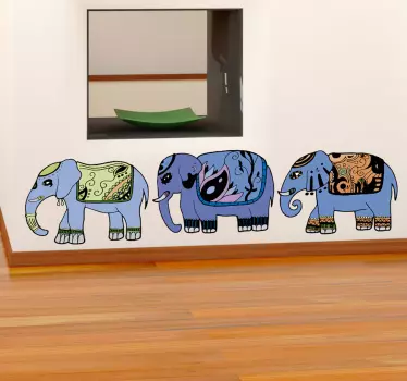 Naklejka dekoracyjna szereg słoni - TenStickers