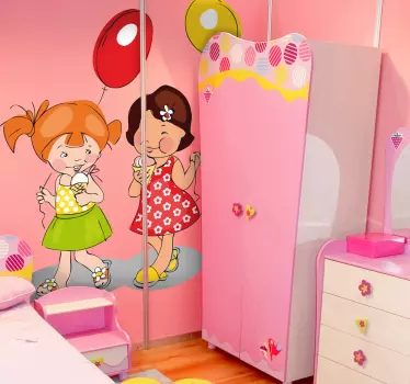 Naklejka dla dzieci dziewczynki lody i balony - TenStickers