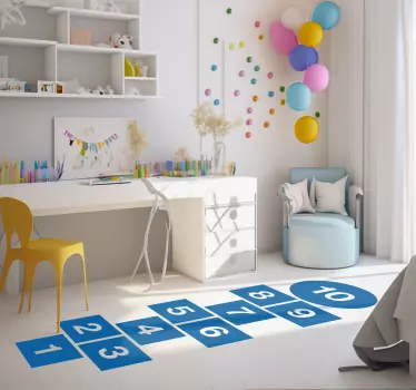 Naklejka na podłogę dla dzieci gra w klasy kwadratowa - TenStickers