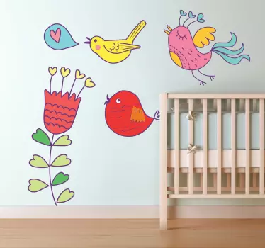 Naklejka dla dzieci kolorowe ptaszki - TenStickers
