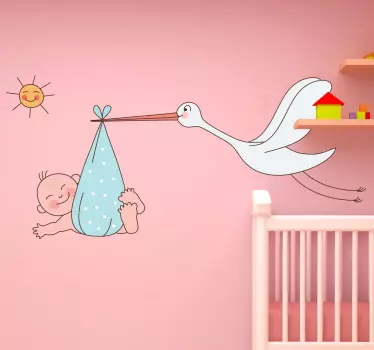 Naklejka dla dzieci noworodek i bocian - TenStickers
