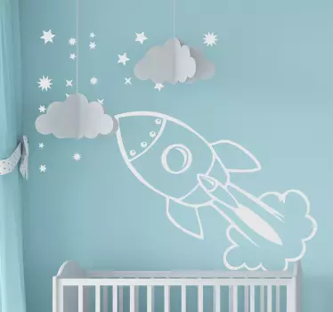 Naklejka na ścianę dla dzieci rakieta kosmiczna - TenStickers
