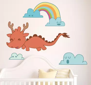 Naklejka dla dzieci smok i tęcza - TenStickers