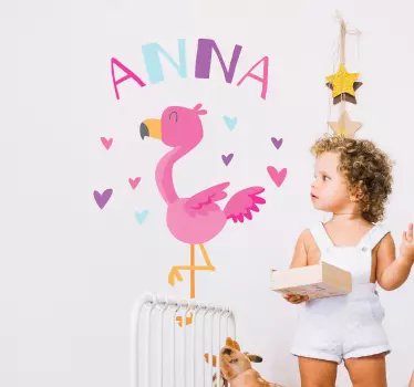 Naklejka dla dzieci flaming z imieniem dziecka - TenStickers