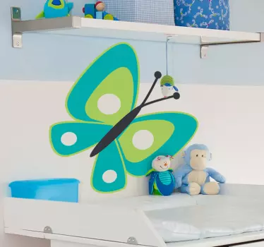 Naklejka dla dzieci zielony motyl - TenStickers
