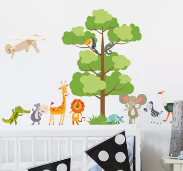 Naklejka dla dzieci - Zwierzęta pod drzewem - TenStickers