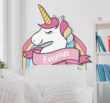 Naklejka dla dziecka jednorożec + własny tekst - TenStickers