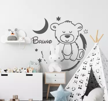 Naklejka do pokoju dziecięcego słodki miś z gwiazdami - TenStickers