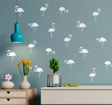 Naklejka do salonu jednokolorowe flamingi - TenStickers