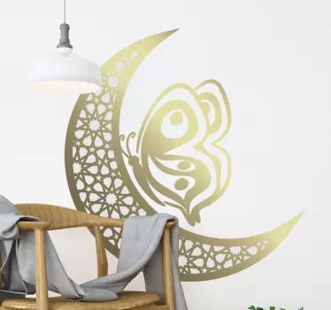 Naklejka do salonu księżyc i motyl - TenStickers