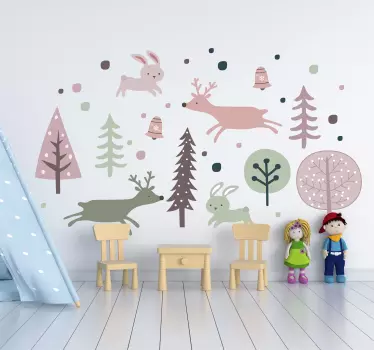 Naklejka na ścianę dla dzieci drzewa i zwierzęta - TenStickers