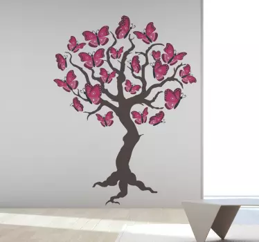 Naklejka na ścianę drzewo pełne różowych motyli - TenStickers