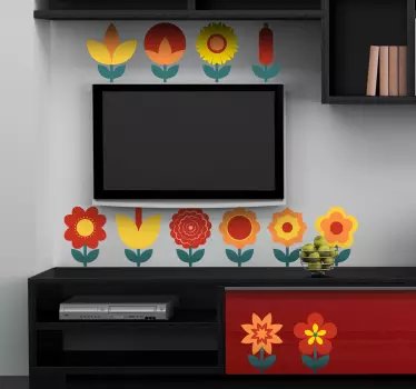 Naklejka dwanaście kolorowych kwiatów - TenStickers