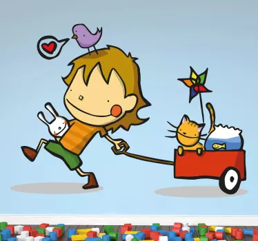 Naklejka dziecięca dziecko z wózkiem - TenStickers