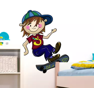 Naklejka dziecięca mały deskorolkarz - TenStickers