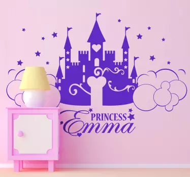 Naklejka na ścianę dla dzieci zamek z imieniem - TenStickers