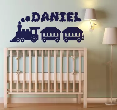 Naklejka na ścianę dla dzieci pociąg + Twoje imię - TenStickers