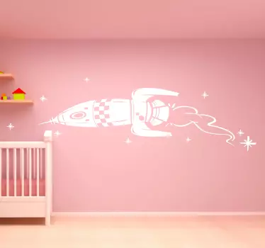 Naklejka na ścianę dla dzieci rysunkowa rakieta - TenStickers