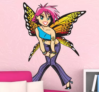 Naklejka dziewczyna motyl - TenStickers