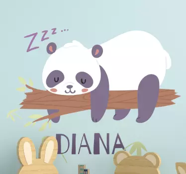 Naklejka dzikie zwierzę panda z imieniem - TenStickers
