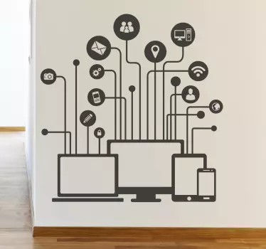 Naklejka na ścianę elektroniczna sieć - TenStickers
