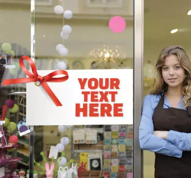 Naklejka świąteczna na witrynę sklepową etykieta ze wstążką - TenStickers