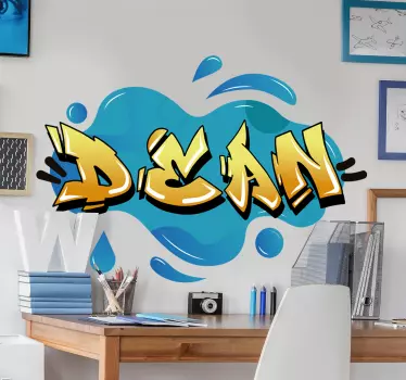 Naklejka imię w stylu graffiti na tle farby - TenStickers