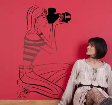 Naklejka kobieta jako fotograf - TenStickers
