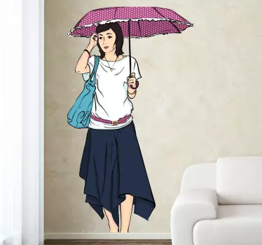 Naklejka Kobieta pod parasolką - TenStickers