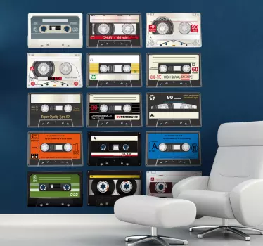Naklejka kolekcja starych kaset - TenStickers