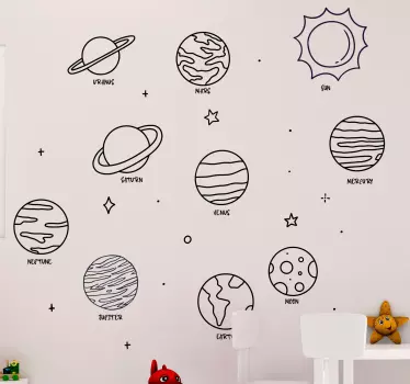 Naklejka kosmiczna planety układu słonecznego - TenStickers