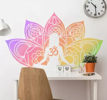 Naklejka na ścianę do salonu – kwiat lotosu, wielobarwny - TenStickers