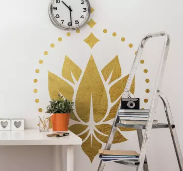 Naklejka kwiaty na ścianę Złoty lotos - TenStickers