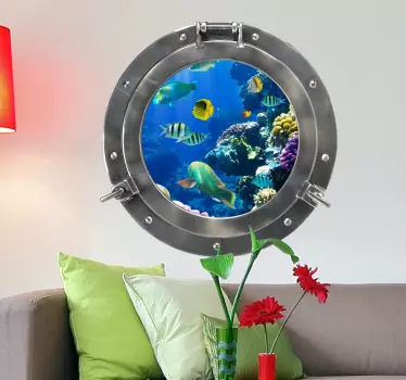 Naklejka na ścianę 3d łódź podwodna - TenStickers