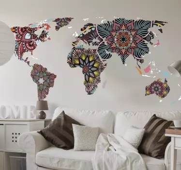 Naklejka mandala mapa świata - TenStickers