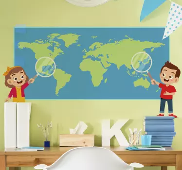 Naklejka mapa świata dla dzieci z rysunkami - TenStickers