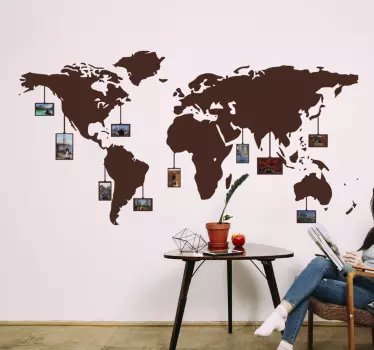 Naklejka mapa świata z Twoimi zdjęciami - TenStickers
