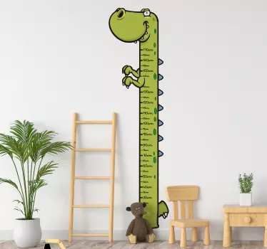 Naklejka z rysunkiem dinozaur miarka wzrostu zwierzęta - TenStickers