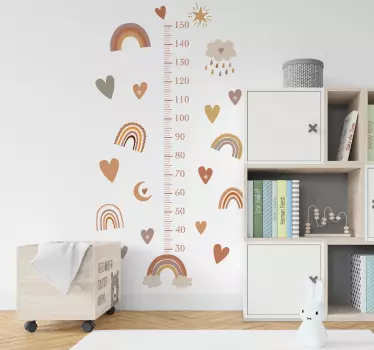 Miarka naklejka tęcza z sercami - TenStickers