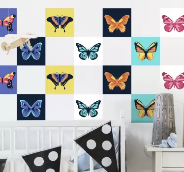 Naklejka motyle w kwadratach - TenStickers