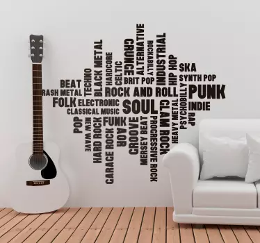 Naklejka na ścianę muzyka napis gatunki muzyczne - TenStickers