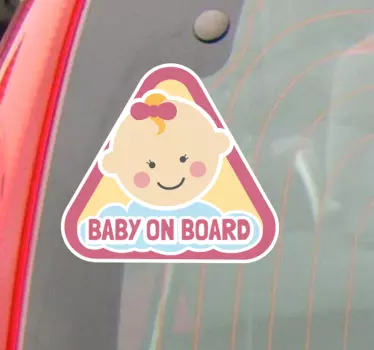 Naklejka na auto baby on board dziewczynka - TenStickers