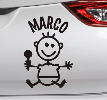 Naklejka na auto dziecko na pokładzie bobas z imieniem - TenStickers