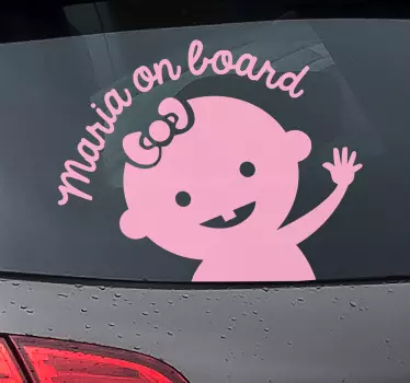 Naklejka na auto dziecko na pokładzie Dziecko z kokardą - TenStickers
