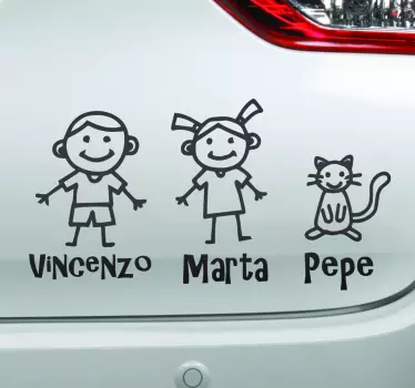 Naklejka na auto dziecko na pokładzie ludzie z imionami - TenStickers