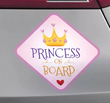 Naklejka na auto różowa księżniczka na pokładzie - TenStickers