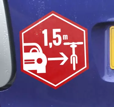 Naklejka na auto zachowaj odstęp od roweru - TenStickers