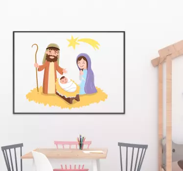 Naklejka ścienna Maryja, Józef i Jezus - TenStickers