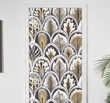 Naklejka na drzwi element abstrakcyjny botaniczny - TenStickers
