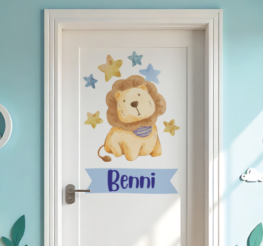Naklejka na drzwi lew do pokoju dziecięcego - TenStickers